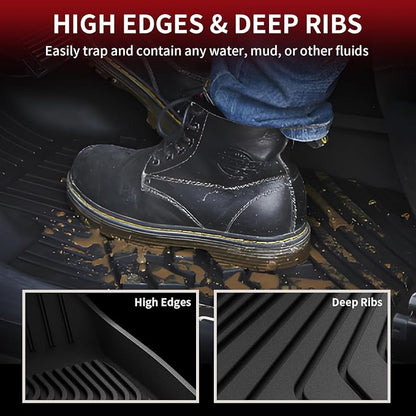 LASFIT Floor Mats for Volvo XC60 2018-2026 (Not for PHEV & T8 Hybrid), All Weather Floor Liner TPE Custom Fit 1st & 2nd Row Rubber Car Mats for Volvo XC60 Automotive Accessories, Black
