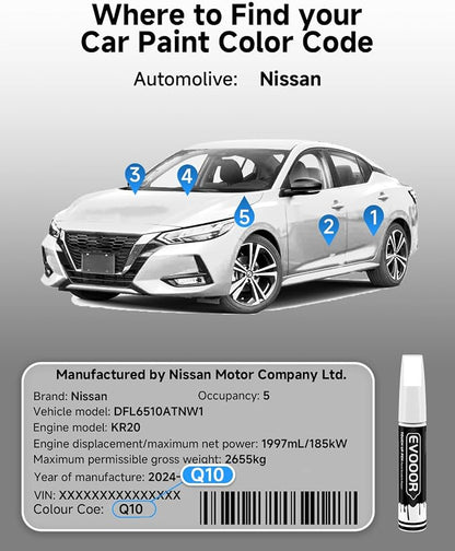 Touch Up Paint Compatible with Nissan Exact Match 2 in 1 Touch up Paint for Chips and Nicks Repair (White(Q10) Compatible with Armada/NV/Pathfinder/Titan)