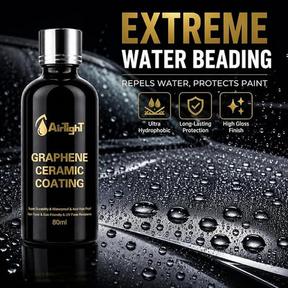 AirTighT Advanced Graphene Ceramic Coating for Cars, 80ml | Ultra-hydrophobic paint protection for cars, boats, RVs & motorcycles; helps resist scratches, UV, dirt, stains & water spots