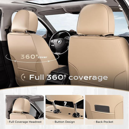 Coverado Car Seat Cover, Cover for Cars Full Seat, Premium Leather, Universal Fit Waterproof Seat Protectors, Car Seat Cushion Non-Slip for Most Cars