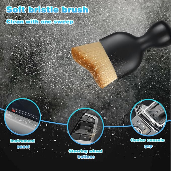 Bittwee Car Detailing Brush Kit, 3PCS Soft Bristle Multi-Use Vehicle Air Vent Detailing Wash Brushes, Automotive Interior or Exterior Cleaning Kit, Universal for SUV Automobile Truck