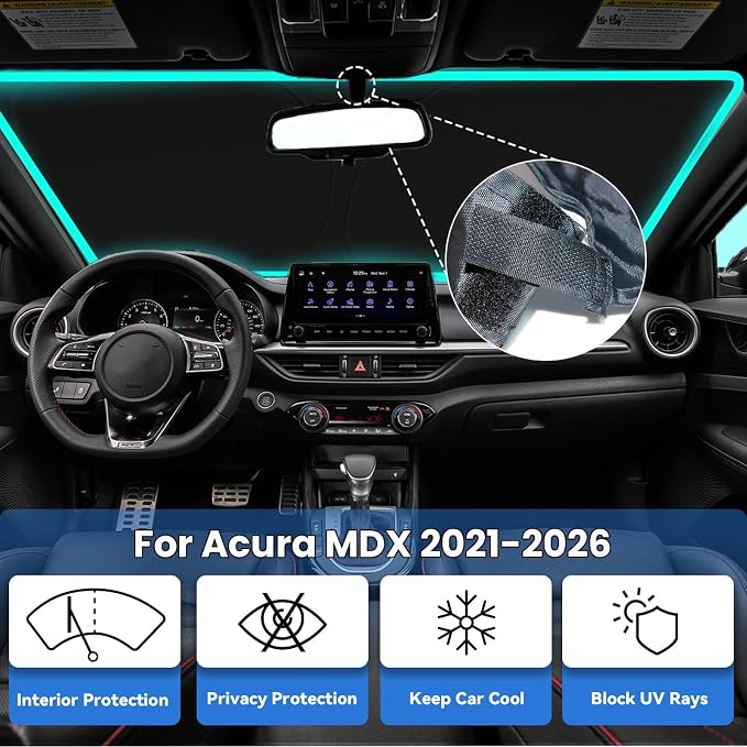 Windshield Sun Shade for Acura MDX 2021-2026, Car Front Window Sunshade with 240T Sun Visor Protector Blocks UV Rays Heat Sun Shield Accessories