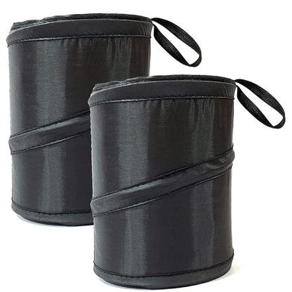 Kitbest (2 Pack Car Trash Can, 1 Gallon Car Garbage Bin Collapsible Pop-up Water Proof Bag Mini Portable Waste Basket Bin, Rubbish Bin (Black)