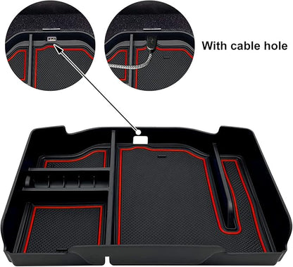 Center Console Organizer fit for Dodge RAM 1500 2500 3500 2025 2024 2023 2022 2021 2020 2019 Accessories Interior Storage Box Armrest Storage Tray (Red) NOT FIT for 40/20/40 Split Bench Seat