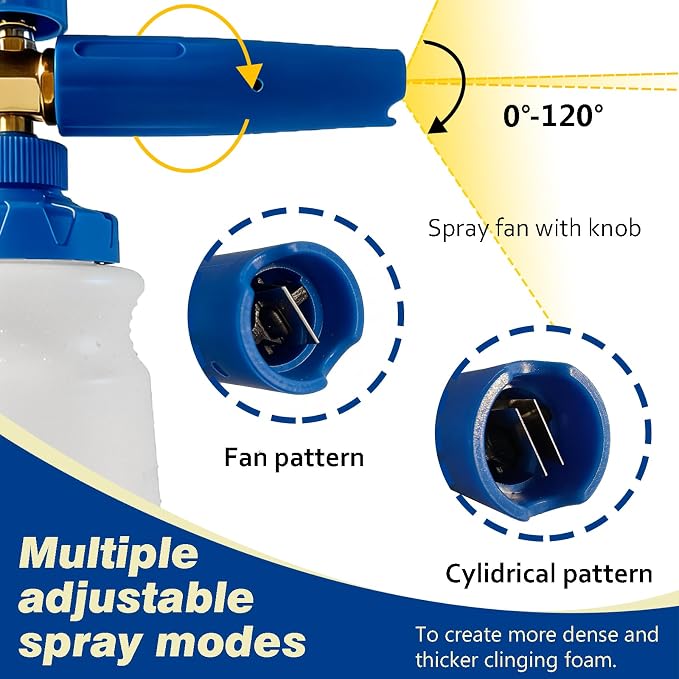 ESP Car Wash Foam Cannon, 1/4" Quick Connect Foam Gun with Adjustable Spray, Alloy Body, Wide Mouth Bottle & Versatile Converter for Car Cleaning & Outdoor Use