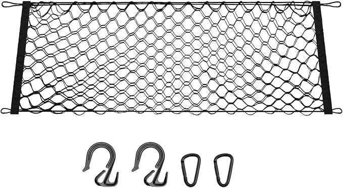Canvcle Trunk Cargo Net for 2024-2025 2026 Toyota Grand Highlander Accessories Envelope Style Mesh Trunk Net Organizer and Storage Stretchable Adjustable Elastic Nylon Rear Cargo Netting with Hooks