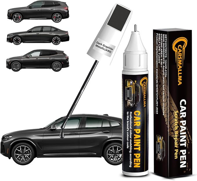 A90 Dark Graphite Metallic Car Touch Up Paint for BMW, Color Accurate Car Paint Scratch Repair Pen Kit Quick & Easy Fix Vehicle Chips and Automotive Nicks Scuff