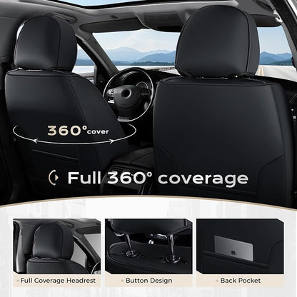 Coverado Car Seat Covers Front Seats, 2-Pack Black Seat Covers for Cars, Waterproof Leather Car Seat Covers for Cars, Car Seat Protector Car Seat Cushion Universal Fit for Most Cars Trucks SUV
