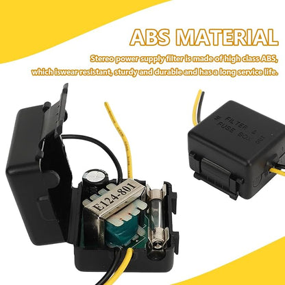 2Pcs Car Stereo Noise Filter, 12V Car Power Filter, 3.93in Amplifier Noise Filters, ABS Cars Radio Power Filters for Cars Stereos Receivers, Equalizers, Amplifier, Speaker