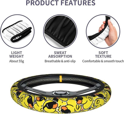 Duck Print Steering Wheel Cover Neoprene Car Steering Wheel Protector Covers Non Slip Universal 15 Inch for Men Women