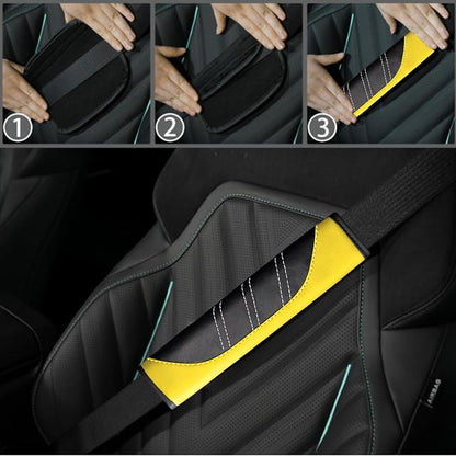 NBTEPEM 10 Pcs Car Floor Mats Full Set & Sport Leather Steering Wheel Cover 14.5-15 inch, Center Console Cover, Seat Belt Cushion, Cup Holder Coaster, Universal Automobile Interior Sets (Yellow)
