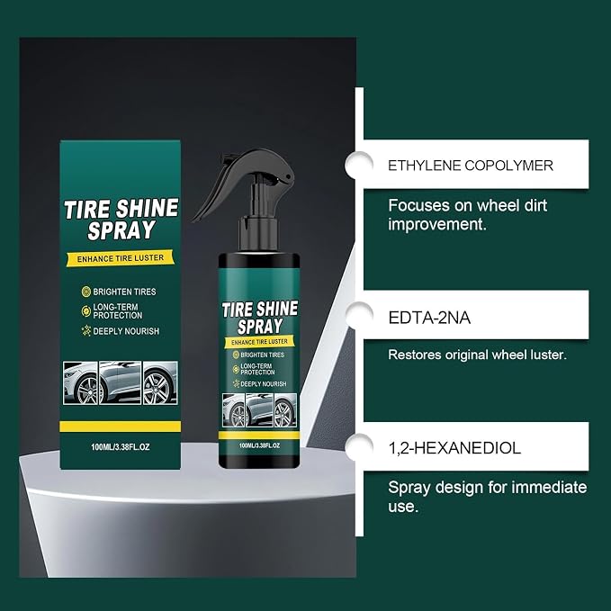 Wheel Shine for Car Tires | Long Lasting 100ml Maintenance Tool - Auto Tire Shine Cleaner - for Sedan Truck RV Motorcycle Scooter ATV, Detailing Shop Home Garage