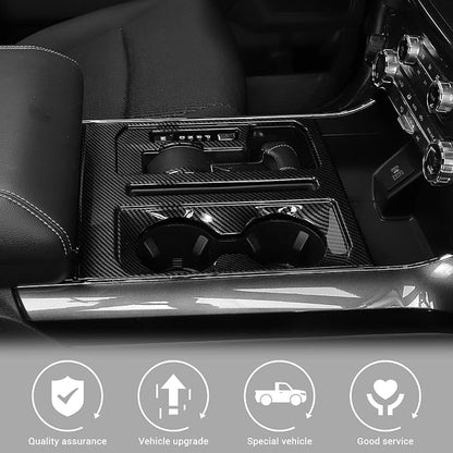 Jimen Compatible with Ford F150 2021-2025, Center Console Gear Shift Panel Trim Cover (Carbon Fiber Grain)