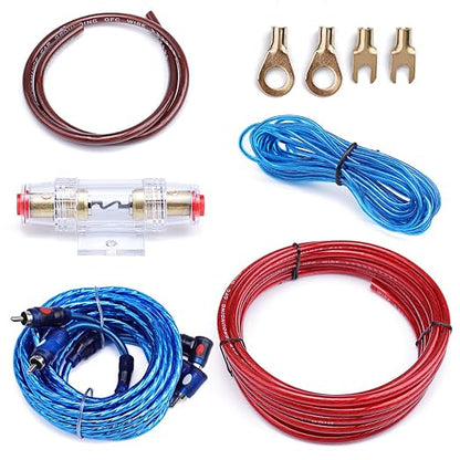 Muzata 10 Gauge Amp Wiring Kit Amplifier Installation with RCA Interconnect and Speaker Wire Car Subwoofer AMP Kit Auto Audio Cables M027