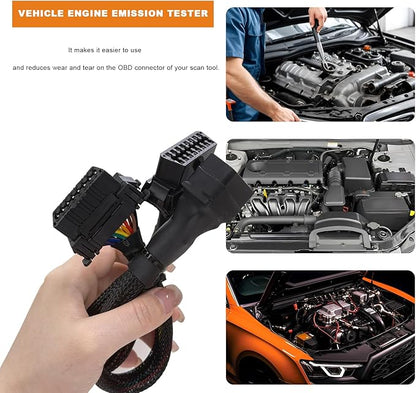 OBD2 Splitter, 16 Pin 1×Male to 2×Female Extension Connector Cable Splitter, Universal OBDII Extension Y Flat Ribbon Cord Adapter for Car Diagnostic Scanner, Car Accessories