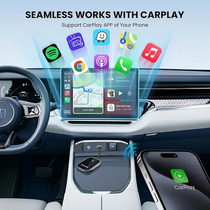 GRAYWATER Wireless CarPlay Adapter,Convert OEM Wired to Wireless Car Play Dongle Fit for Cars 2015+ & for Apple iPhone iOS 10+,Innovative Seamless Control Plug & Play (Light Gray)