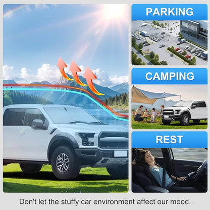 Custom Fit Windshield Sun Shade for ord F150 F-150 F250 F350 F450 2015-2020 | Custom Fit Windshield Cover, Blocks UV Rays, Double-Layer Heat Shield, Durable Frame, Easy Fold & Storage