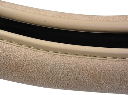 CAR PASS Car Steering Wheel Cover,14.5-15 Inch Beige Faux Suede Universal Memory Foam Auto Steering Wheel Covers Breathable Anti-Slip Odorless Steering Wheels Accessories for Men Women