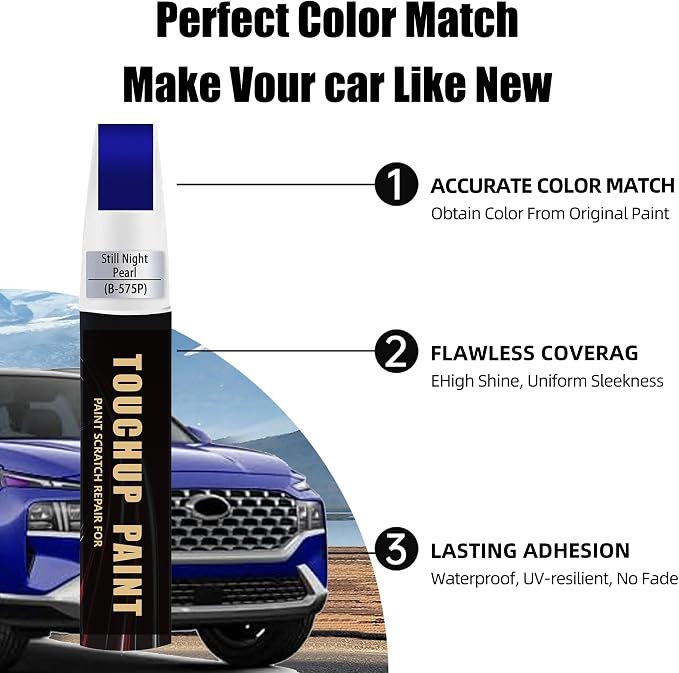 Still Night Pearl(B-575P) Car Paint Touch Up Pen Compatible with Honda,2-In-1 Color Accurate Touch Up Car Scratch Repair Paint Match Honda Series Automotive Scratch Remover for Nicks & Chips Repair