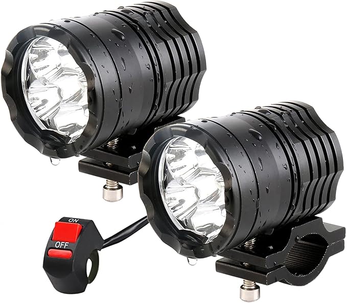Motorcycle Driving Lights 12-60V 40W 3600LM LED Fog Lights for ATV UTV Bike Car Truck Boat Forklift Waterproof LED Spotlights with 6 Light Beads High Low Strobe Beam Switch Universal (Black 2)