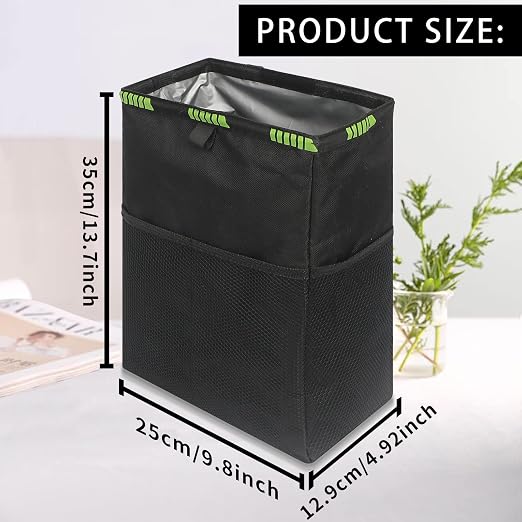 Homelove Hanging Car Trash Can with 4 Storage Pockets, Waterproof Leakproof Oxford Auto Garbage Bag, Adjustable Garbage Bag, Foldable Car Trash Bin Fit for Truck, SUV, Home, Office