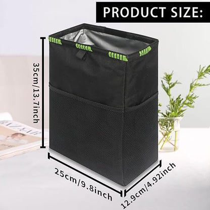 Homelove Hanging Car Trash Can with 4 Storage Pockets, Waterproof Leakproof Oxford Auto Garbage Bag, Adjustable Garbage Bag, Foldable Car Trash Bin Fit for Truck, SUV, Home, Office