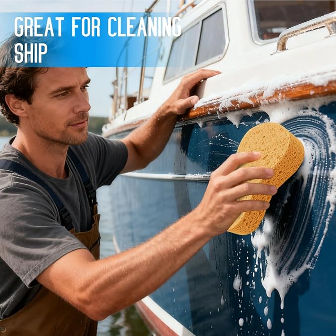 3 - Pack Large Sponge, Kitchen Sponges, Handy Sponges, Cellulose Sponges, Dish Washing Sponge, Natural Sponge, Car Washing Sponge, Eco Friendly Sponge (7.68 x 3.74 x 1.38 Inch), Yellow