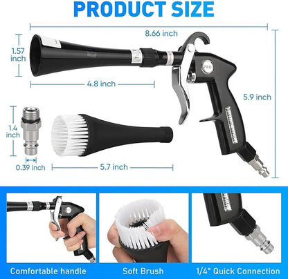 Car Cleaning Gun, Equipped with Two Nozzles, This Car Detailing Gun Can be Used with an Air Compressor to Quickly Remove Dirt and Dust Using Airflow. Suitable for Car Detailing
