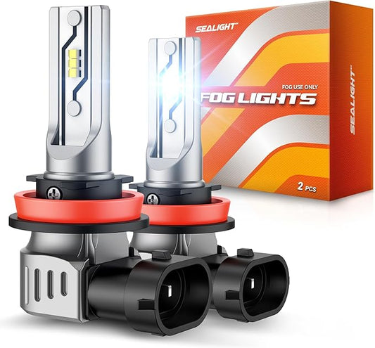SEALIGHT H11 H16 H8 LED Fog Light Bulbs, 12,000 lumens 6500K White H16 H8 LED Fog Lights or Daytime Running Lamp, 1:1 Replacement For Cars,Trucks,and SUVs, Pack of 2