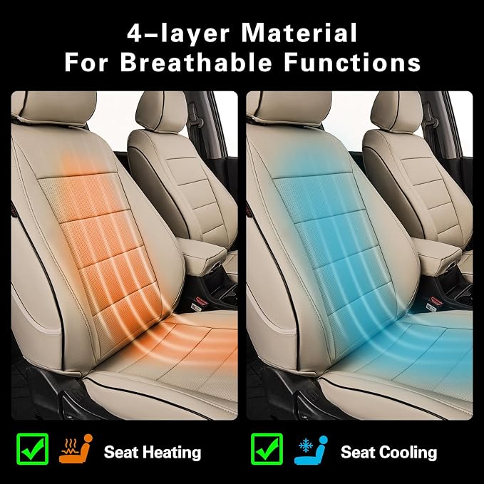 EKR CRV Seat Covers Custom Fit for Honda CRV 2023 2024 2025 2026 Leather Car Seat Cover Full Set for Trucks SUV,Waterproof Car Seat Cushion,Faux Leather (Beige)