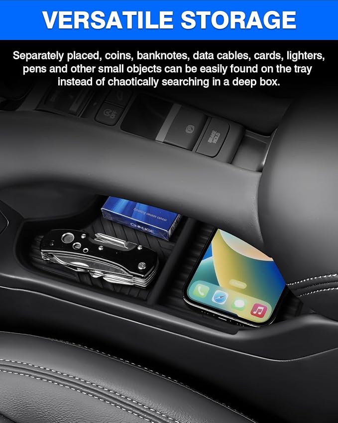 Autorder Lower Console Organizer Tray for 2023-2025 2026 Honda HRV Accessories - Center Console Bottom Storage Insert Tray - ABS Black
