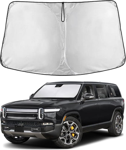 EcoNour Windshield Sunshade Compatible for Rivian R1S / R1T 2022-2024 2025 2026, Sun Visor for Front Windshield & Window Sun Shade Cover, UV Heat Blocker & Protector, Car Accessories