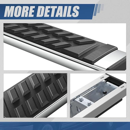 Auto Dynasty Running Boards Compatible with 2015-2024 Ford Transit 150 250 350, Stainless Steel Side Step Rail Nerf Bars, 6.5" x 36" Left / 96" Right Step Bars, Polished Chrome