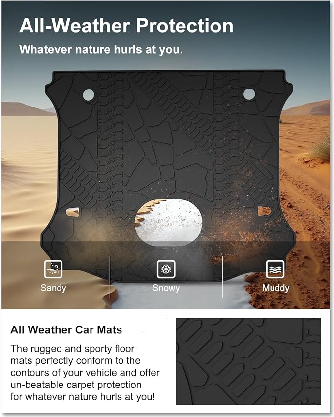 KIWI MASTER Cargo Mat for 2015-2018 Jeep Wrangler JK, OEM Replacement 82214404, Custom Fit All Weather Rear Cargo Liner, Heavy Duty TPE Tray Trunk Mat, Black
