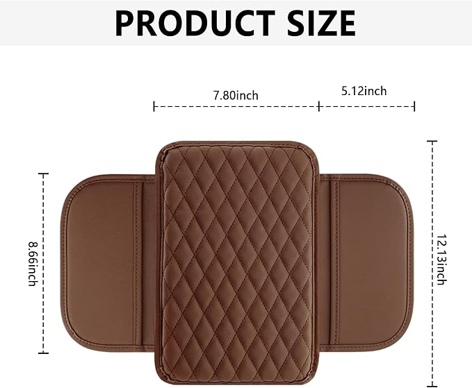 Stacool Upgraded Car Center Console Cover,Microfiber Leather Car Armrest Cover Cushion with 2 Storage Bags,Universal Car Armrest Storage Box (Brown)