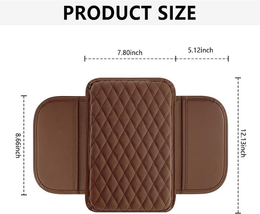 Stacool Upgraded Car Center Console Cover,Microfiber Leather Car Armrest Cover Cushion with 2 Storage Bags,Universal Car Armrest Storage Box (Brown)