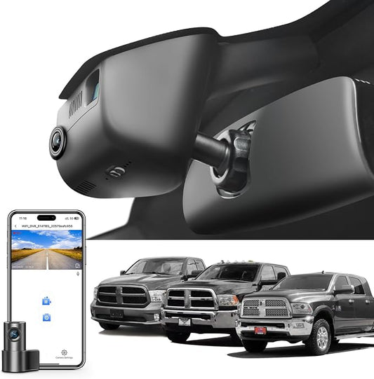 Mangoal Front 4K & Rear 1080P Dash Cam Custom for Dodge RAM 1500/2500/3500 2013 2014 2015 2016 2017 2018,(Model C),Check Model Carefully,OEM Look,WiFi & App,128GB Card