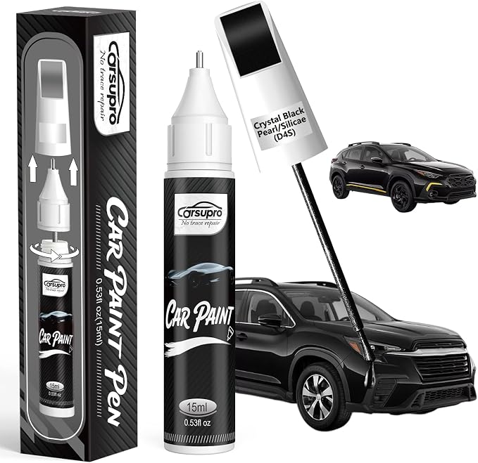 Crystal Black Pearl/Silicae(D4S) for Subaru Touch Up Paint Pen, 2 in 1 Car Scratch Remover with Pen Tip and Brush, Precise Color Match for Car Paint Scratch Repair, Quickly and Easily Fix Chips and Nicks