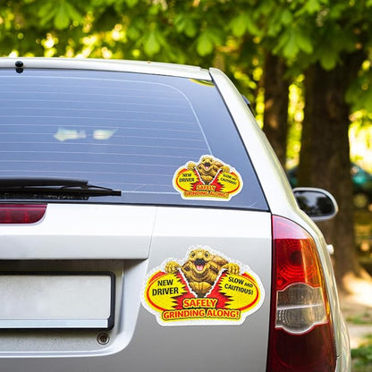 3 Pcs Reflective Student Driver Magnet and Stickers Set - Funny Animal New Driver Safety Signs for Car, Waterproof & Weatherproof High Visibility Vehicle Bumper Decals, Magnet + Stickers (Turtle)