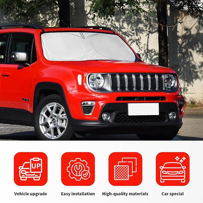 INSAUTO for Jeep Patriot Windshield Sun Shade for Jeep Renegade SUV 2015-2024 2025, Front Foldable Sunshade for 2017 Jeep Patriot SUV Car Sun Visor Cover Blocks UV Rays Keep Your Car Cooler