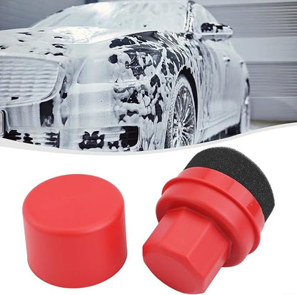 Wheel Tire Sponge Brush for Car Polishing and Waxing with Protective Lid, Featuring Curved and Flat Shape Applicators (Red radians hard)