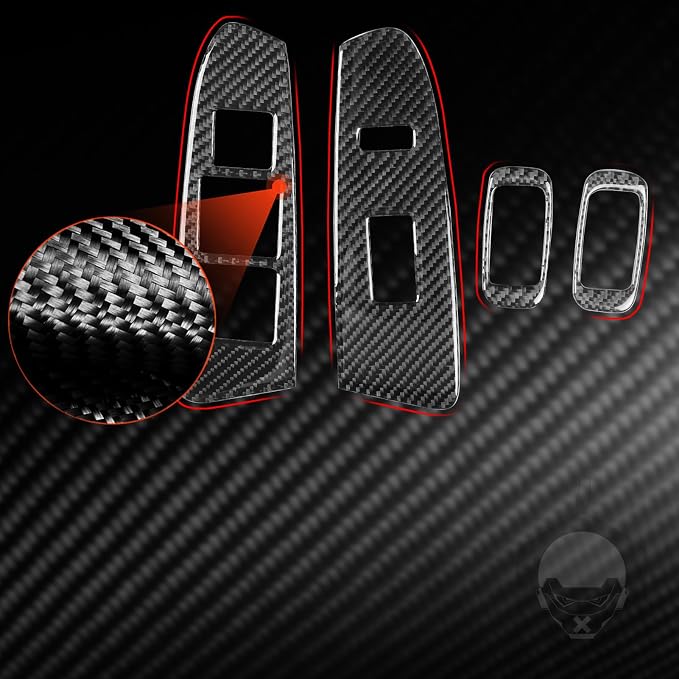 NVCNX Real Premium Carbon Fiber for Toyota 2nd Gen Tacoma Accessories 2012-2015 2013 2014 Car Door Window Switch Panel Cover Interior Trim Thick Overlay Sticker Decal 4PCs - for 4-Door