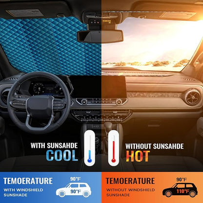 Windshield Sun Shade Car Sun Shade, Folding Car Shades for Front Windows, Blocks UV Rays Sun Visor Protector for Truck SUV Van, Keeps Vehicle Cool - Silver (55" x 29.5")