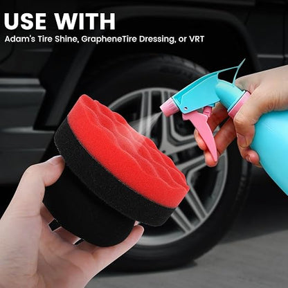 IPELY 2 Pack Large Red Tire Shine Applicator Pad, Durable and Reusable Hex-Grip Tire Dressing Applicator Pad