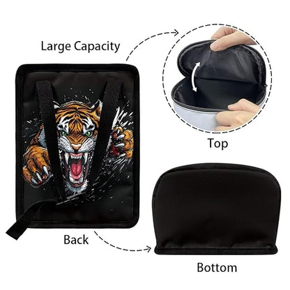 Cool Tiger Print Trash Can for Car Leakproof Garbage with Lid and Zipper Trash Bin Hanging Back of Seat Auto Interior Accessories Universal Fit Most Truck SUV Van