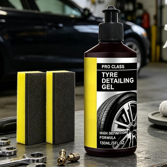 Automotive Wheel Coating – Fast Acting Formula, Protective Gloss Layer, Included Application Sponge, Trim Restorer Cream | Use for SUV Sedan RV Truck Trailer Pickup Vehicle Maintenance