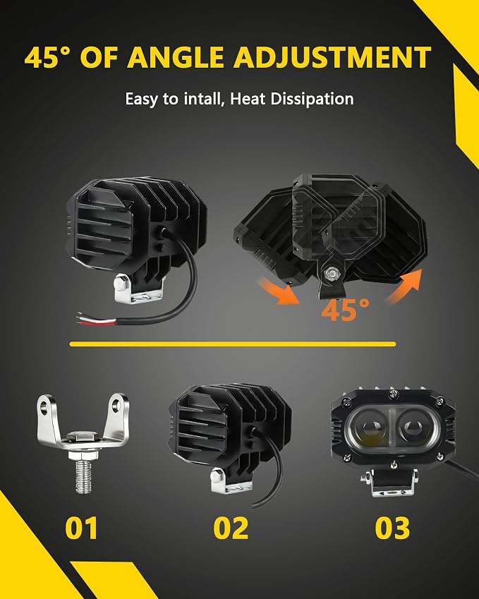 4 Inch Amber LED Driving Lights 48W LED Pod Lights Off Road Spot Lights Bar Super Bright Flood Light Cube Combo LED Bumper Ditch Lights Fog Light for Truck Jeep ATV UTV SUV Motorcycle Boat