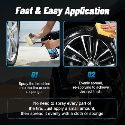 Tire Shine Spray - Long-Lasting Gloss, Advanced Dust-Repellent Formula, UV & Ozone Protection, Easy Application, Cleans & Protects Rubber & Plastic - 5fl oz/150ml
