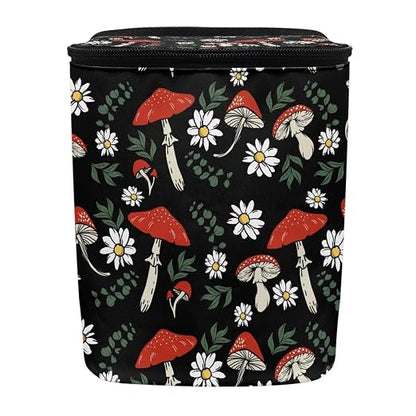 BIGCARJOB Mushroom Daisy Car Trash Bag for Back Seat,Mushroom Print Car Trash Can with Lid Portable Travel Car Trash Bag Holder Vehicle Trash Can for SUV Truck Van