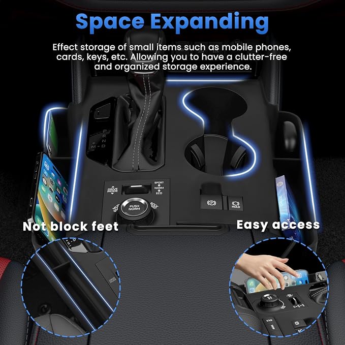 Autorder Silicone Center Console Organizer for 2020-2022 Toyota Highlander Accessories Seat Gap Storage Box Soft Gear Shift Panel Trim Cover